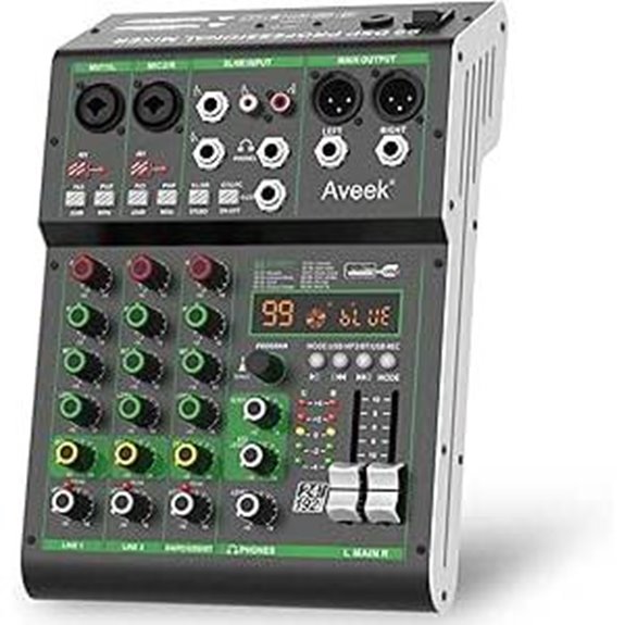 Aveek Audio Mixer with USB Bluetooth DSP Effects