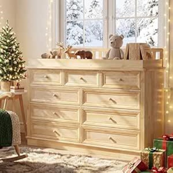 Homsee Baby Changing Table Dresser with 9 Drawers