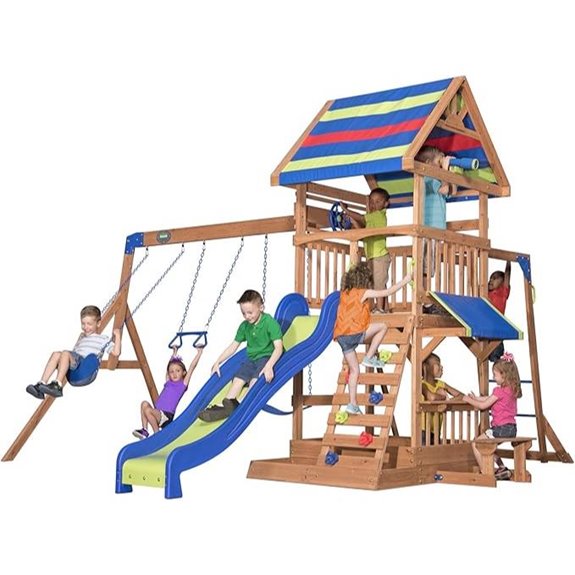 15 Best Wooden Backyard Playsets That Will Keep Kids Entertained All Summer 5 Backyard Discovery Beach Front Cedar Playset with Swings