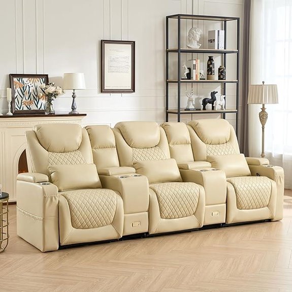 15 Best Home Theater Seating Options for the Ultimate Movie Night Experience 11 Home Theater Recliner Sofa Set (Row of 3 Beige)