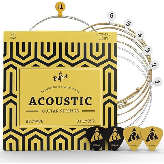 BELFORT Acoustic Guitar Strings Set with Picks & E String