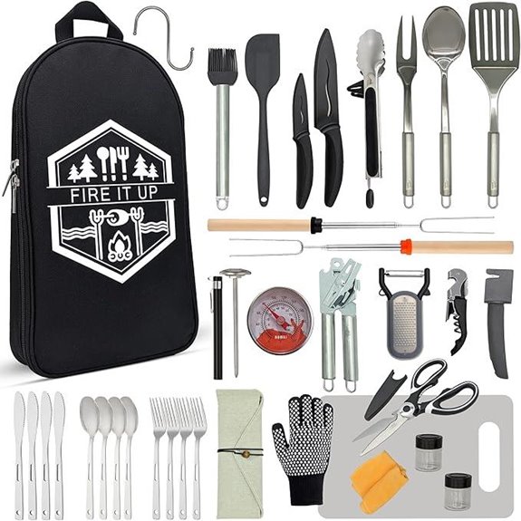 BOMKI Camping Grilling Utensils Set (Black Pro)