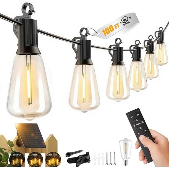 Brightown 100FT Solar String Lights with Remote