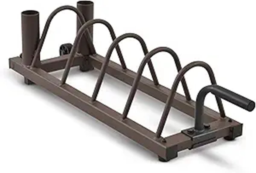 Steelbody Plate & Bar Rack with Wheels Brown