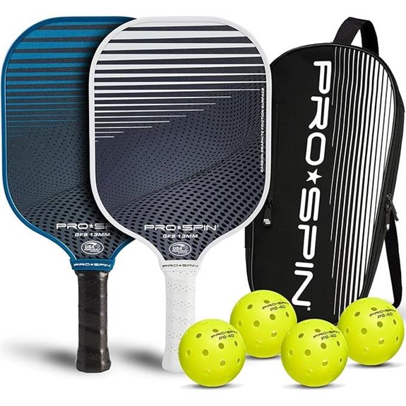 PRO SPIN Carbon Fiber Pickleball Paddles Set with Balls