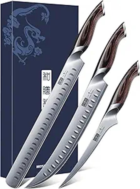 HOSHANHO 3PCS Carving Knife Set with Pakkawood Handles