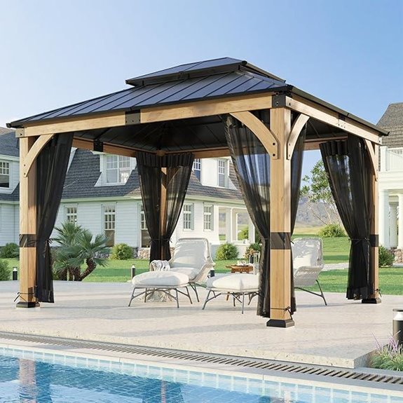 15 Best Hardtop Gazebos for Durability and Style in 2026 16 10x12 ft Cedar Gazebo with Mosquito Net and Steel Roof