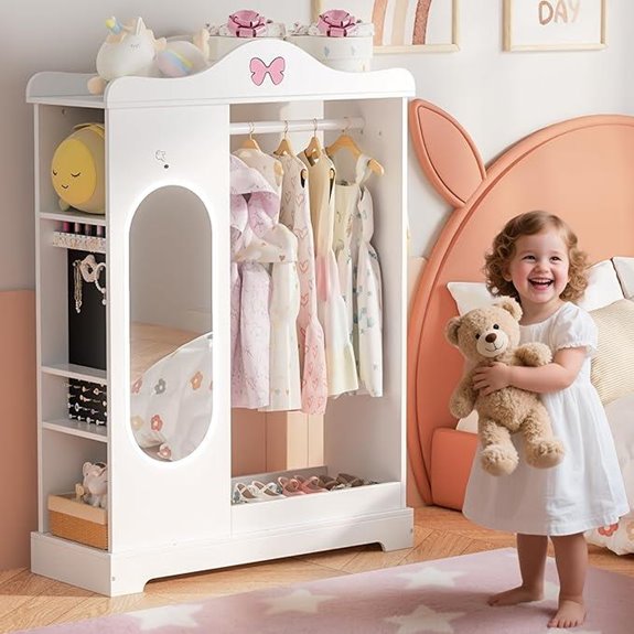 15 Best Dress-Up Wardrobes for Kids That Will Spark Imagination 10 Kids Armoire with Jewelry Storage and Mirror