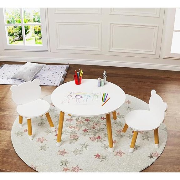 15 Best Kids’ Wooden Table Sets That Are Perfect for Play and Learning 7 UTEX Kids Wood Table & 2 Chairs Set
