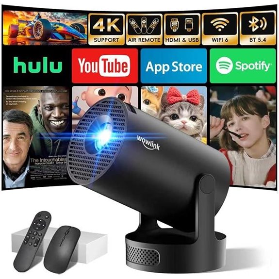 Mini 4K WiFi 6 Bluetooth Projector with Auto Keystone