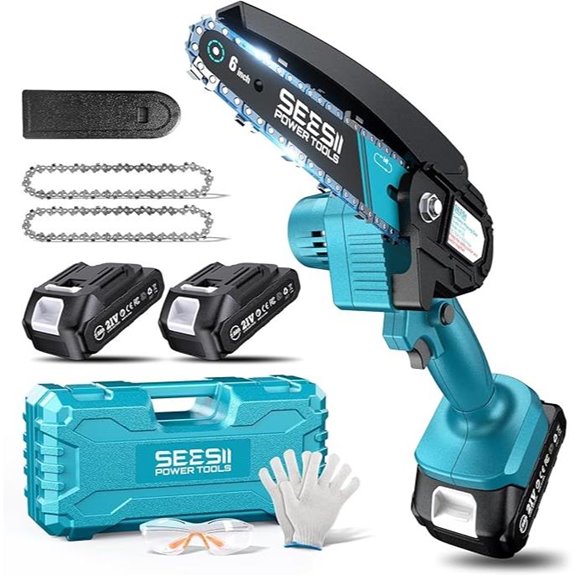 Seesii Mini Cordless Chainsaw with Batteries for Tree Cutting