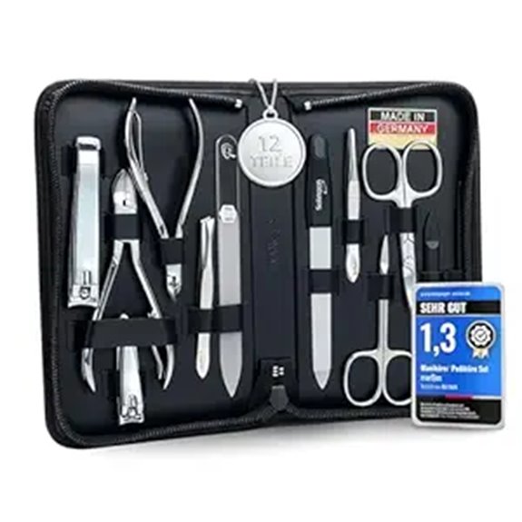12-Piece Professional Manicure Set with Leather Case