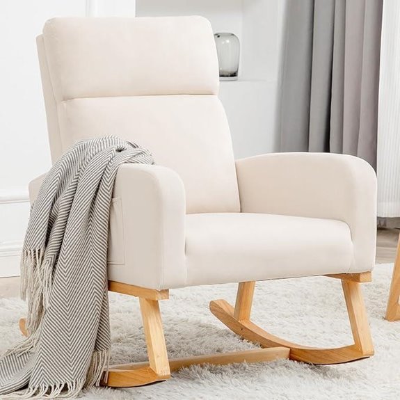 Modern Upholstered Glider Nursery Rocking Chair