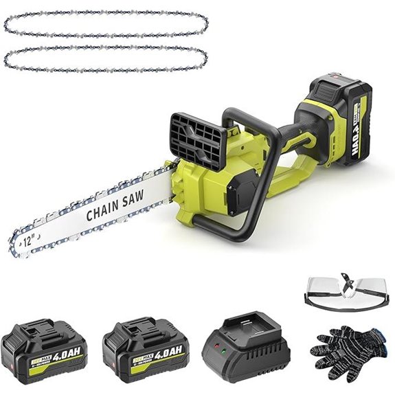 SEYVUM 12-Inch Cordless Chainsaw with Batteries