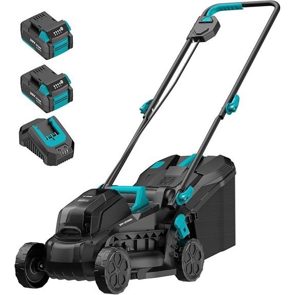 Electric Cordless Lawn Mower with 2 Batteries