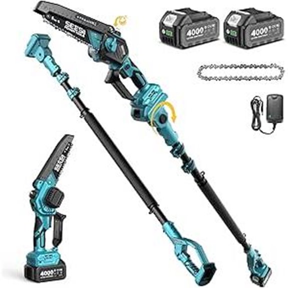 SEESII 2-in-1 Cordless Pole Chainsaw with Batteries