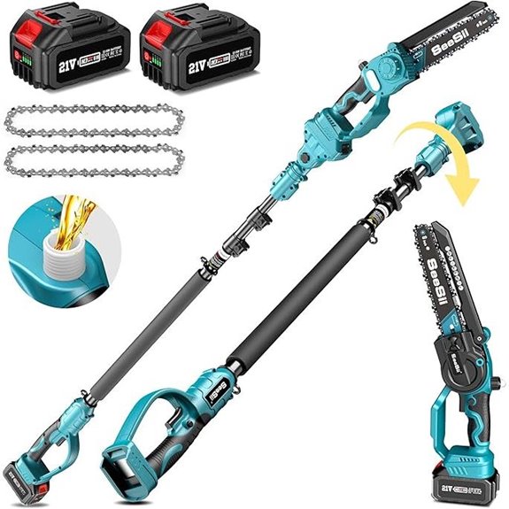 Seesii 2-in-1 Cordless Pole & Chainsaw with Batteries