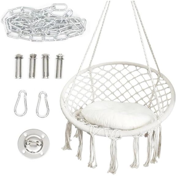 15 Best Outdoor Swing Chairs That Combine Comfort and Style in 2026 11 Hanging Cotton Rope Swing Chair with Cushion