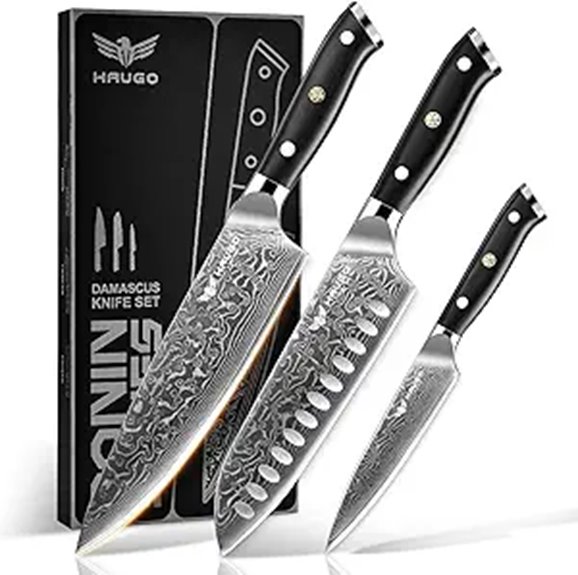 Haugo Damascus Chef Knife Set (3-Piece)