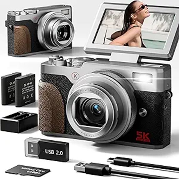 NBD 5K Digital Camera with 64MP Zoom Batteries