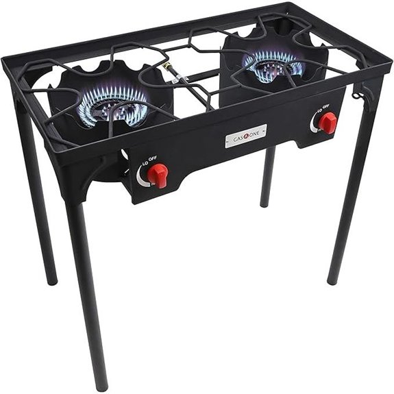 Gas One Double Burner Camp Stove with Regulator and Hose