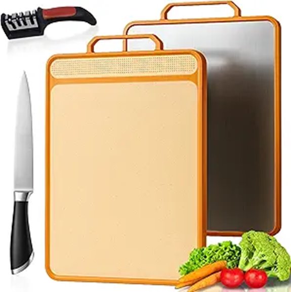 15 Best Cutting Boards for Chef Knives in 2026 (Top Picks) 9 KYNATE Double-Sided Stainless Steel Cutting Board Set