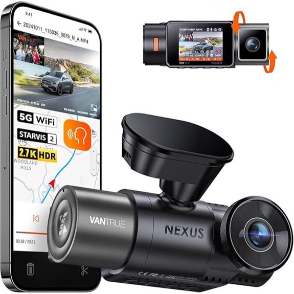 Vantrue N2X 2.7K Dual Dash Cam with WiFi and Night Vision