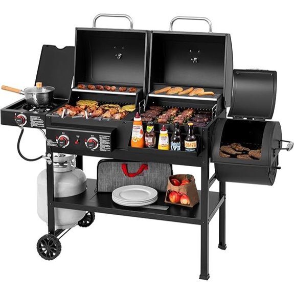 dual burner grill with smoker