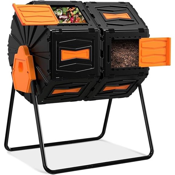 Dual Chamber 45-Gallon Compost Tumbler for Yard Waste