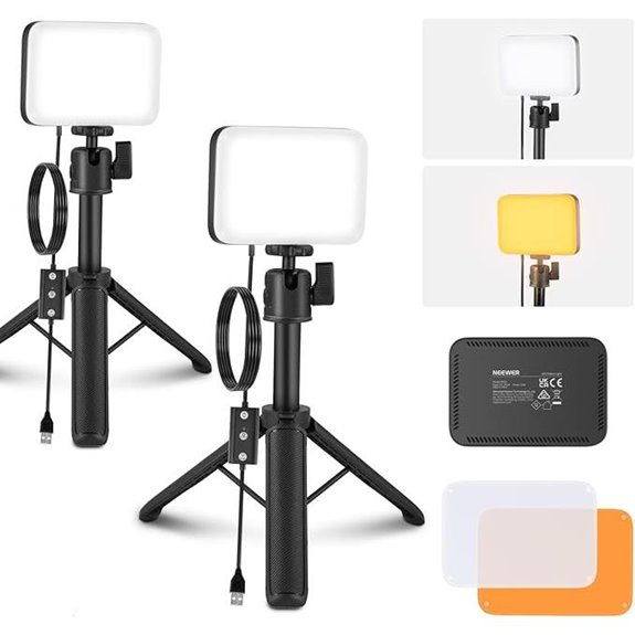 NEEWER LED Video Panel Light with Tripod (2 Pack)