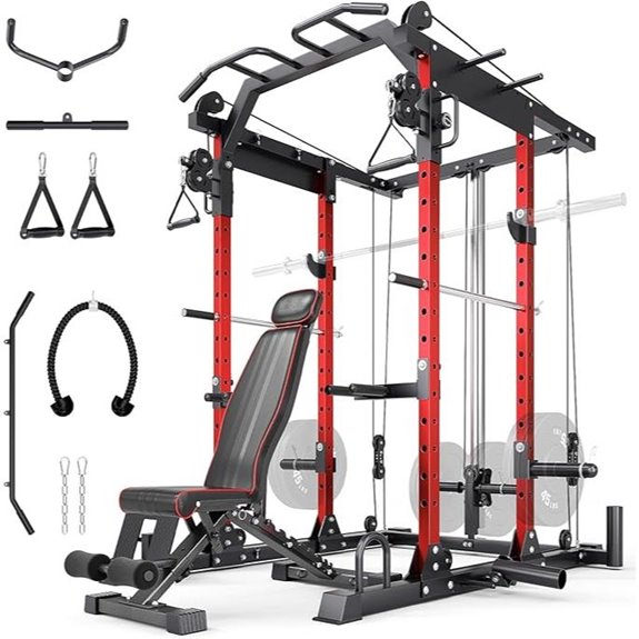 YOLEO Dual Pulley Power Cage with Attachments