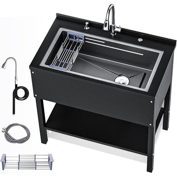 15 Best Outdoor Stainless Steel Sinks for Your Backyard Renovation 6 Heavy Duty Black Stainless Steel Utility Sink