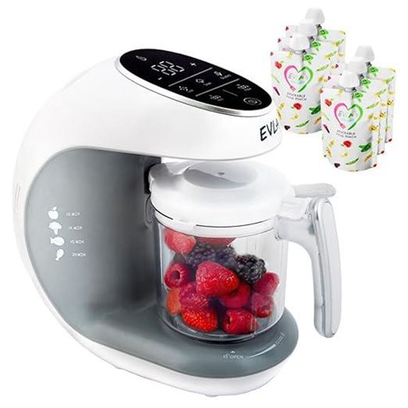 15 Best Baby Food Makers That Make Mealtime Easier and More Nutritious 4 EVLA'S Baby Food Maker with Pouches and Touch Screen