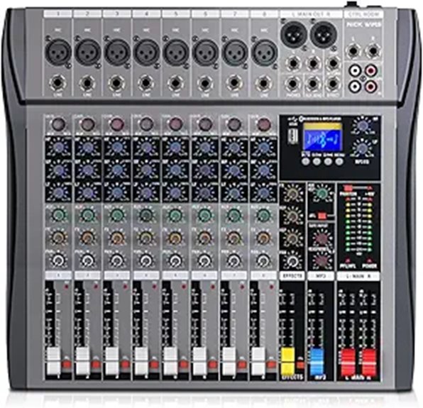 8-Channel Professional Audio Mixer with Bluetooth