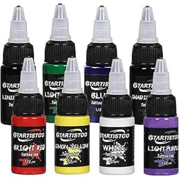 GTARTISTOO 8-Color Tattoo Ink Set (15ml Bottles)