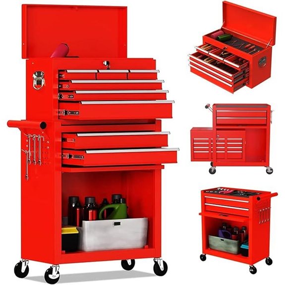 8-Drawer Rolling Tool Chest with Removable Storage