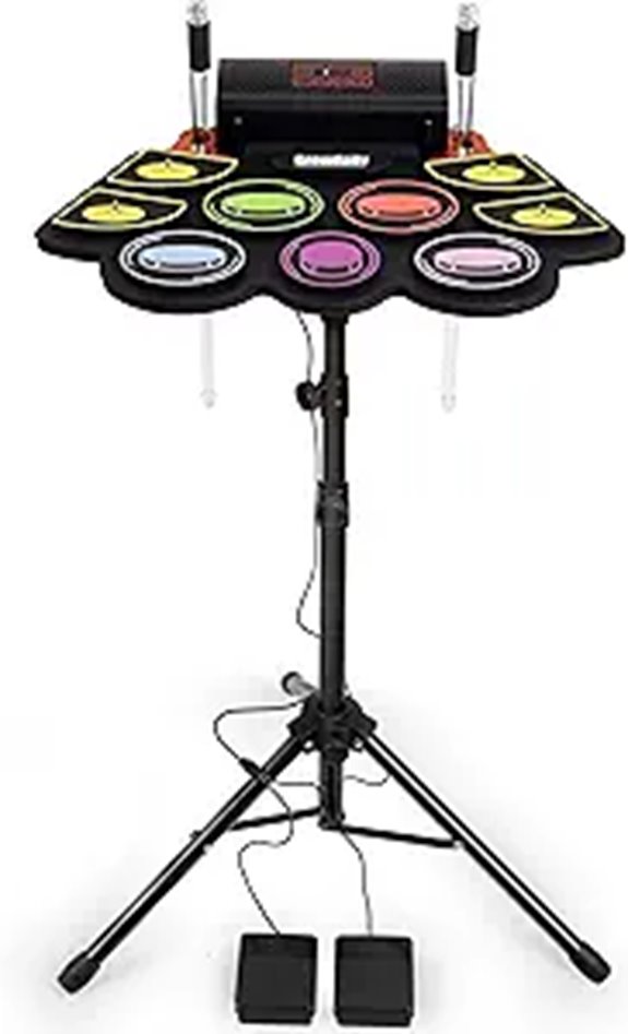 Electric Kids Drum Set with Stand and Lights
