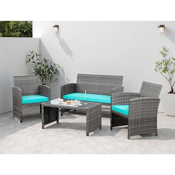 Shintenchi 4-Piece Patio Wicker Furniture Set
