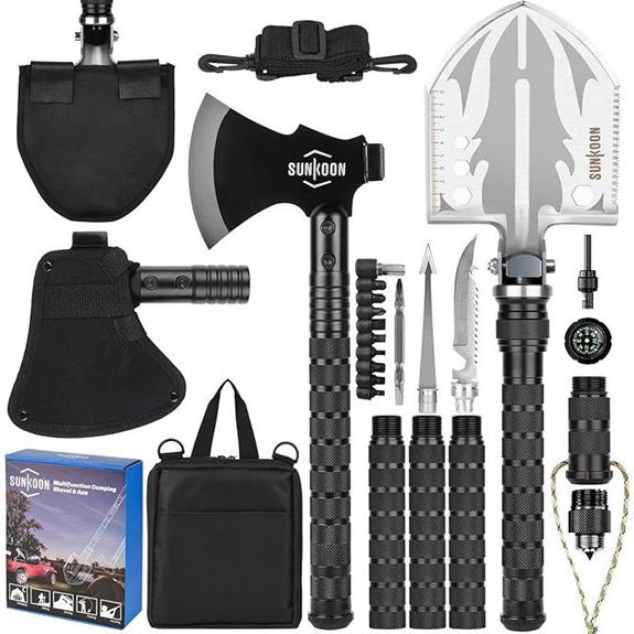 Survival Shovel and Axe Set with Extendable Handle