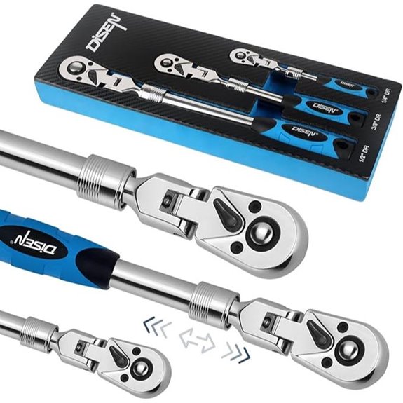 DISEN 3-Piece Extendable Ratchet Wrench Set with Case