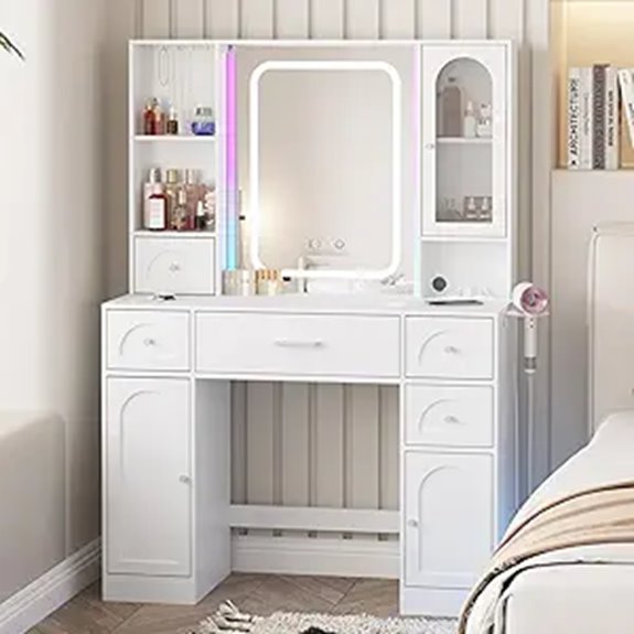 15 Best Lighted Vanity Tables That Will Elevate Your Beauty Routine 8 Fameill White Vanity Desk with Mirror and Lights