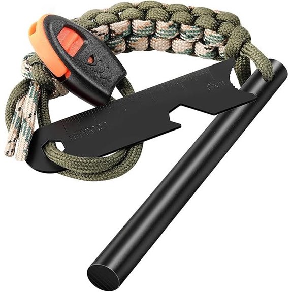 Survival Fire Starter with Ferro Rod and Paracord
