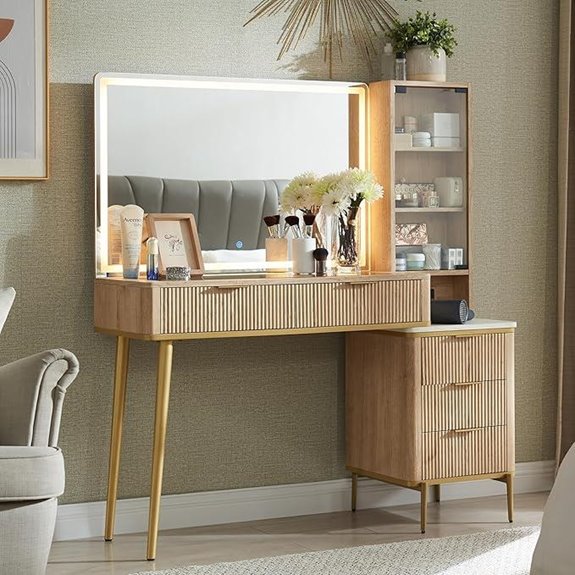 15 Best Lighted Vanity Tables That Will Elevate Your Beauty Routine 17 T4TREAM Fluted Vanity Desk with Lights and Mirror
