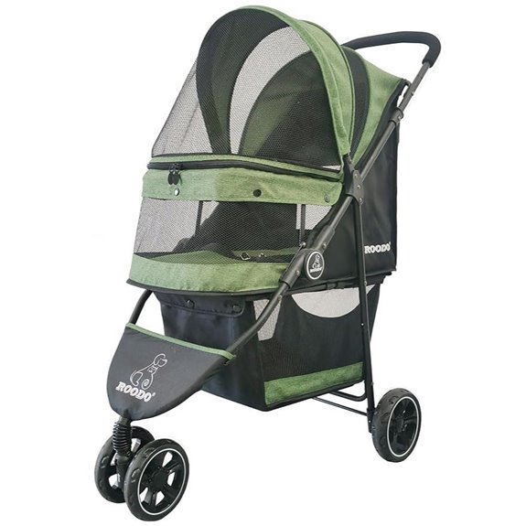 ROODO 3-Wheel Foldable Pet Stroller for Small Dogs
