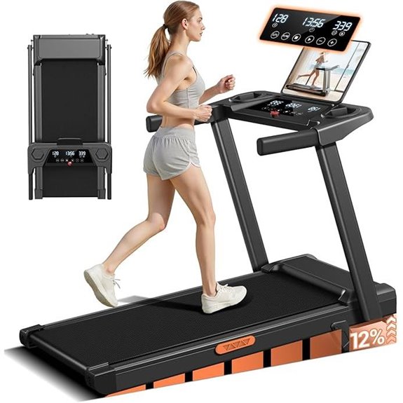3-in-1 Foldable Treadmill with Touch Screen