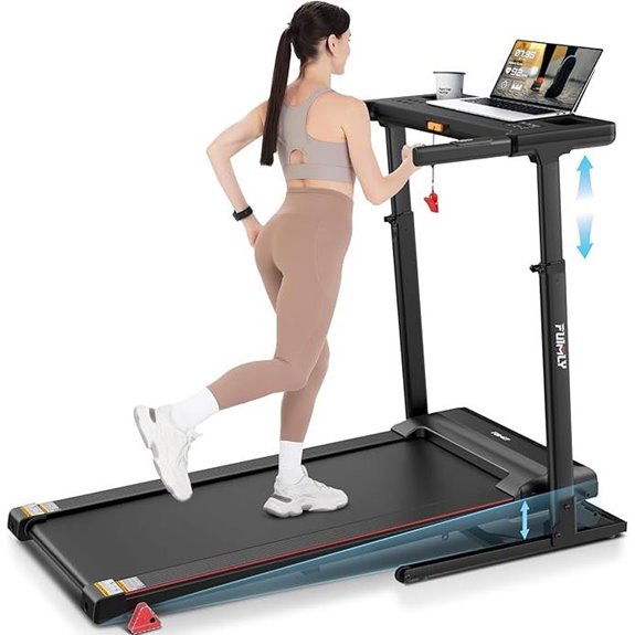 Foldable Treadmill with Desk Bluetooth and Incline