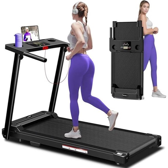 Portable Foldable Treadmill with Handles and LED Display