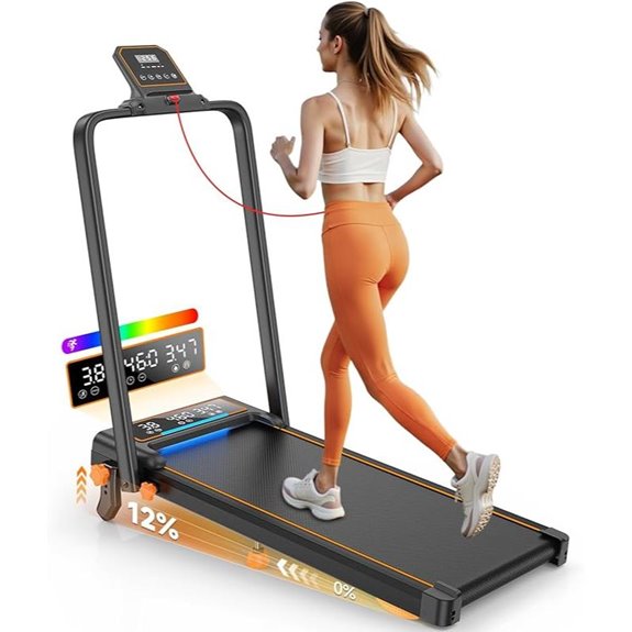 Foldable Treadmill with Incline LED & App Control