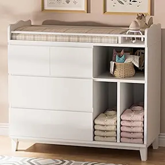 Nursery Dresser with Changing Table 4 Drawers Shelves