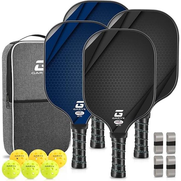 GARYE 4-Pack Carbon Fiber Pickleball Paddles & Accessories